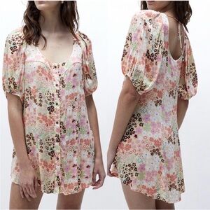 Free People Callie Printed Floral Tunic in Vintage Combo S